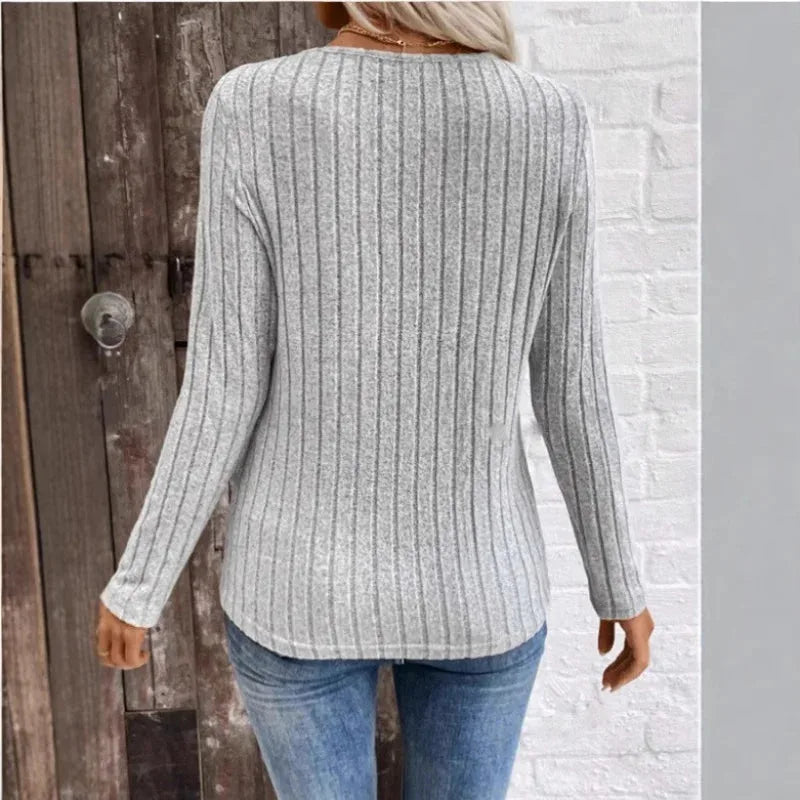 Women's ribbed v-neck sweater