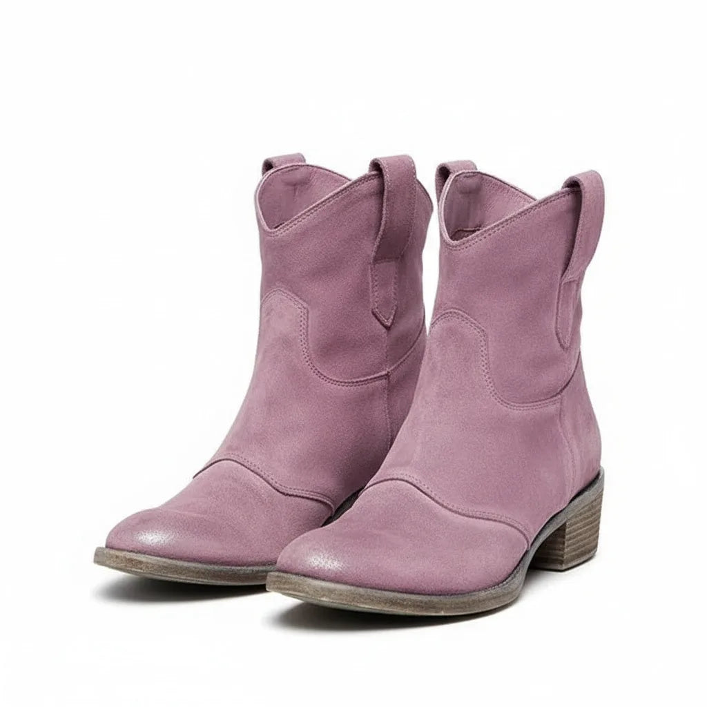 Women's suede ankle western boots