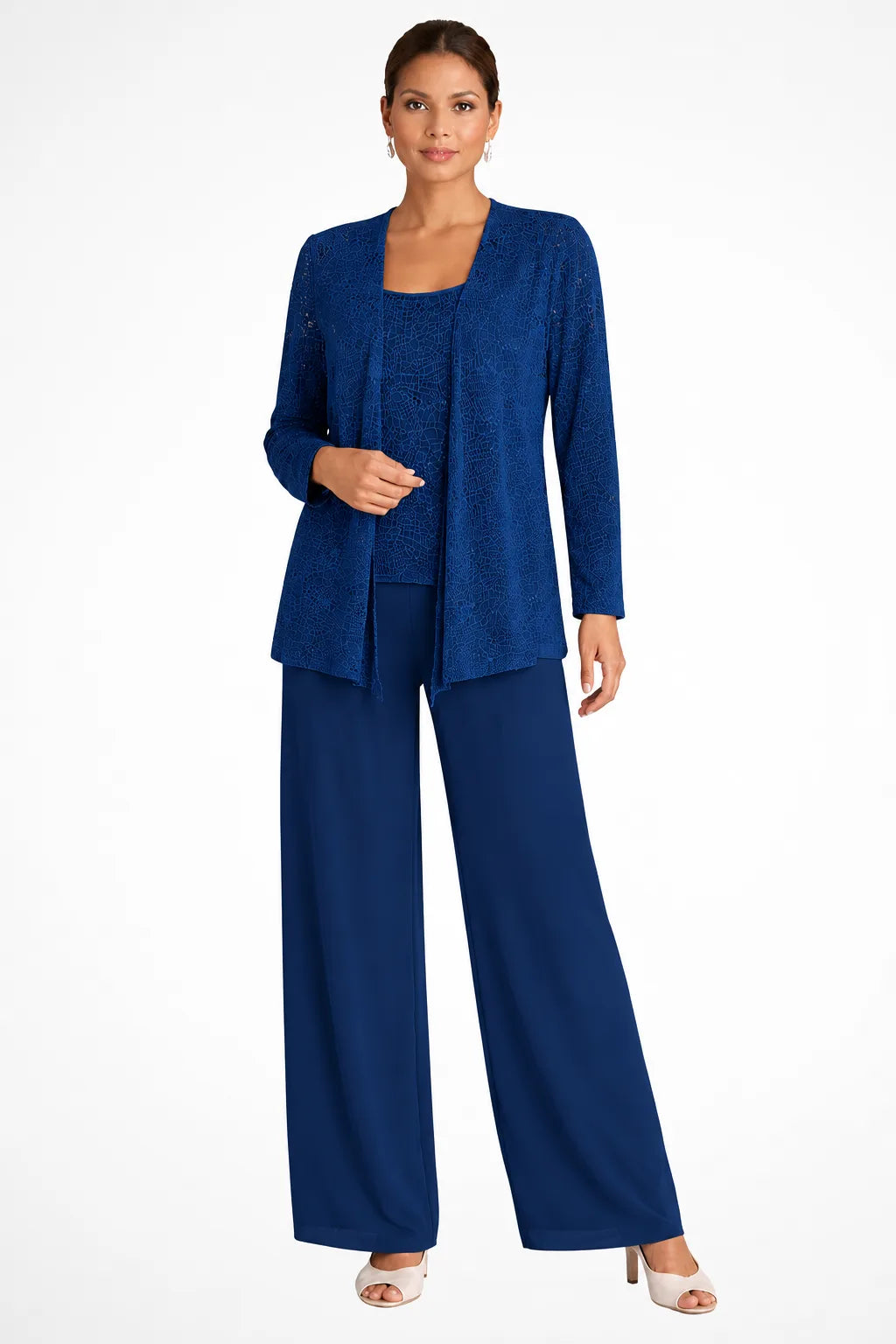 Women's Three Piece Wide Leg Pant Set with Jacket