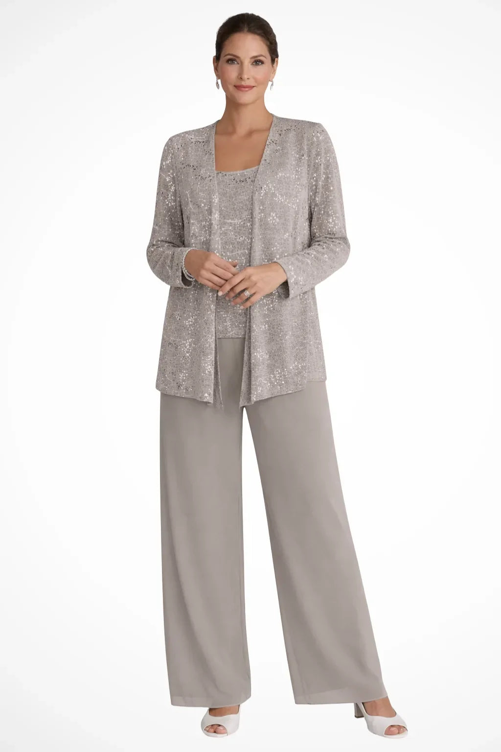 Women's Three Piece Wide Leg Pant Set with Jacket