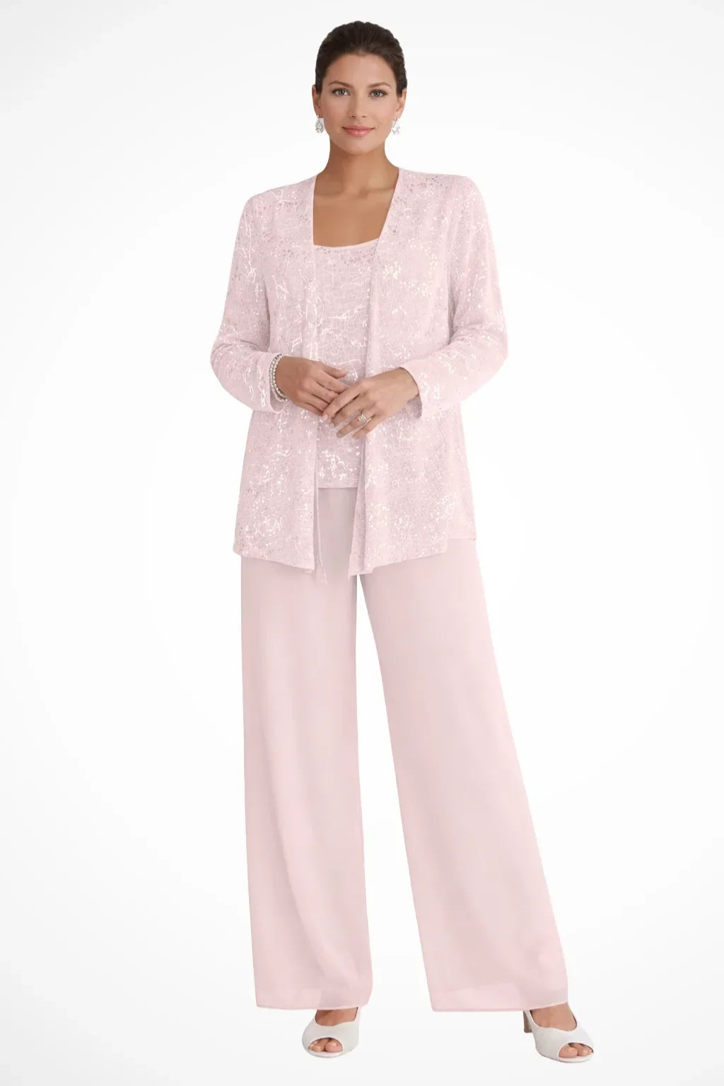 Women's Three Piece Wide Leg Pant Set with Jacket