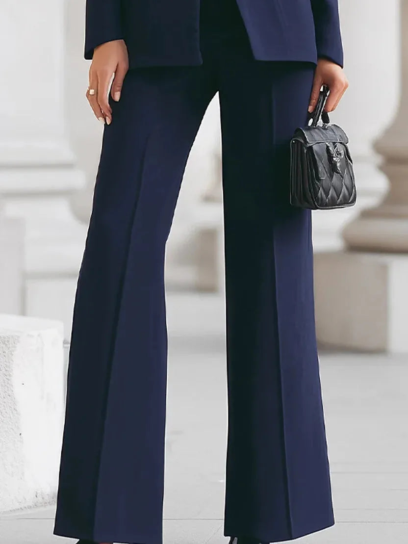 Women's Two-Piece Suit Set Longline Blazer & Flare Trousers