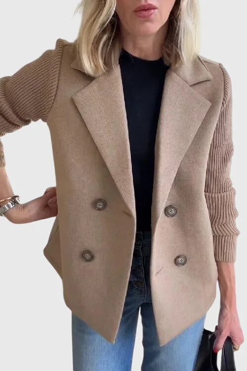 Women's wool double-breasted notch lapel blazer