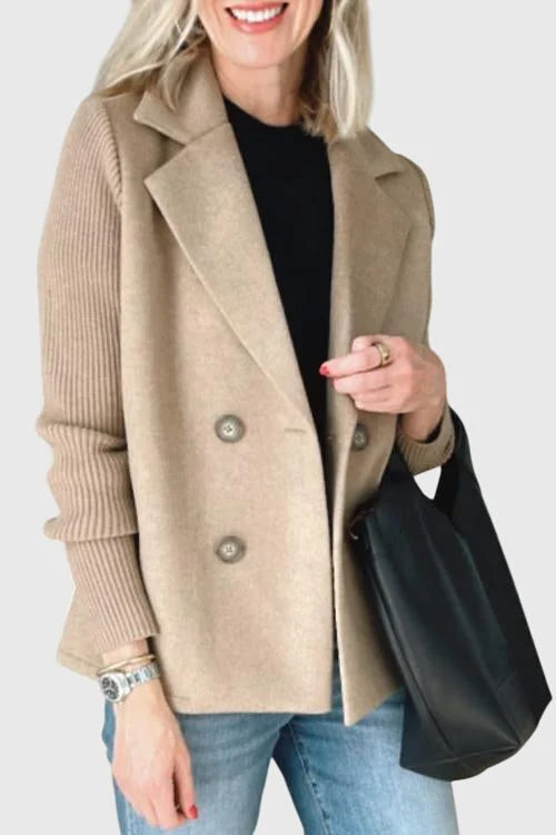 Women's wool double-breasted notch lapel blazer