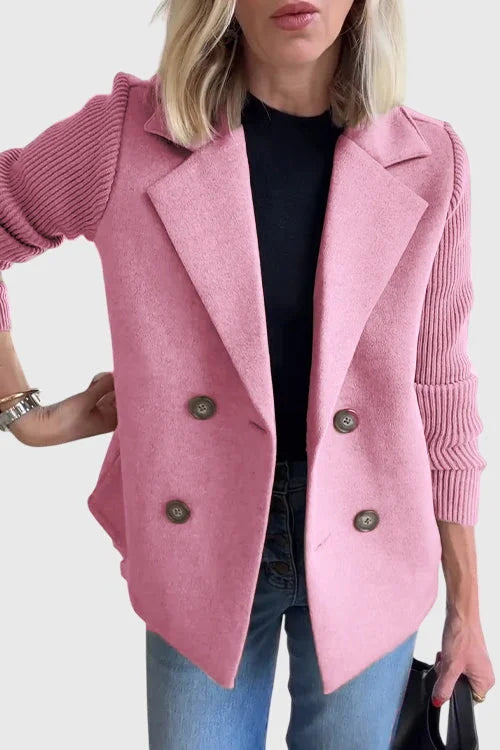 Women's wool double-breasted notch lapel blazer