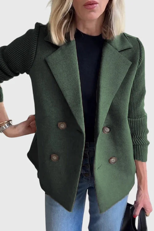 Women's wool double-breasted notch lapel blazer