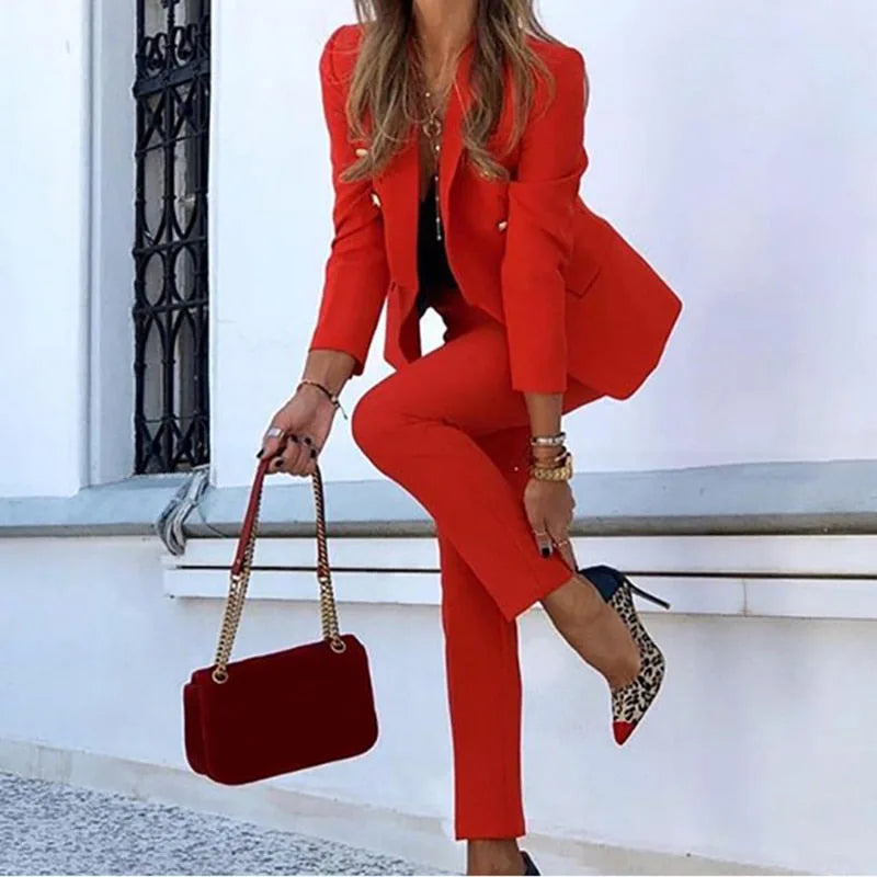 Women's Yellow Two-Piece Blazer Set