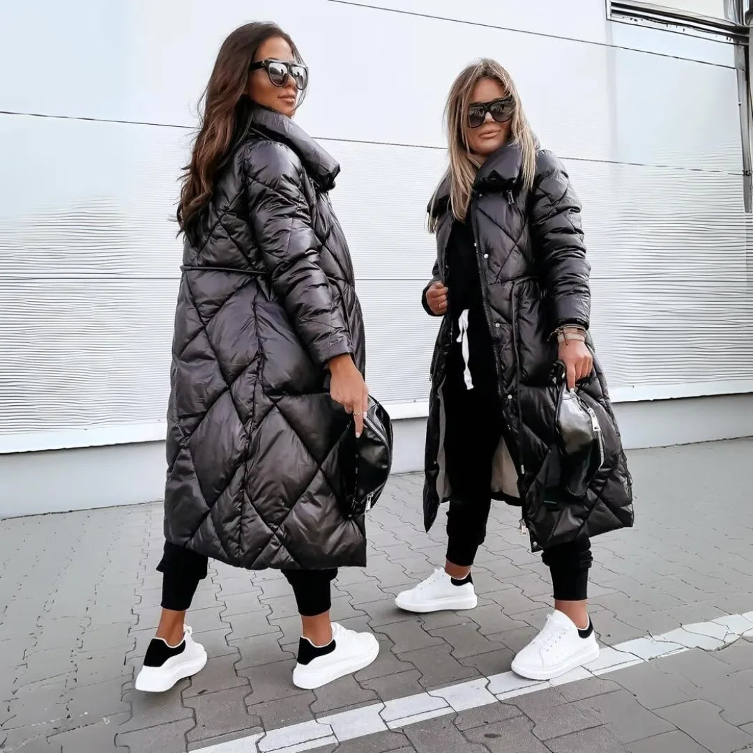 Women's zip-up stand collar quilted coat