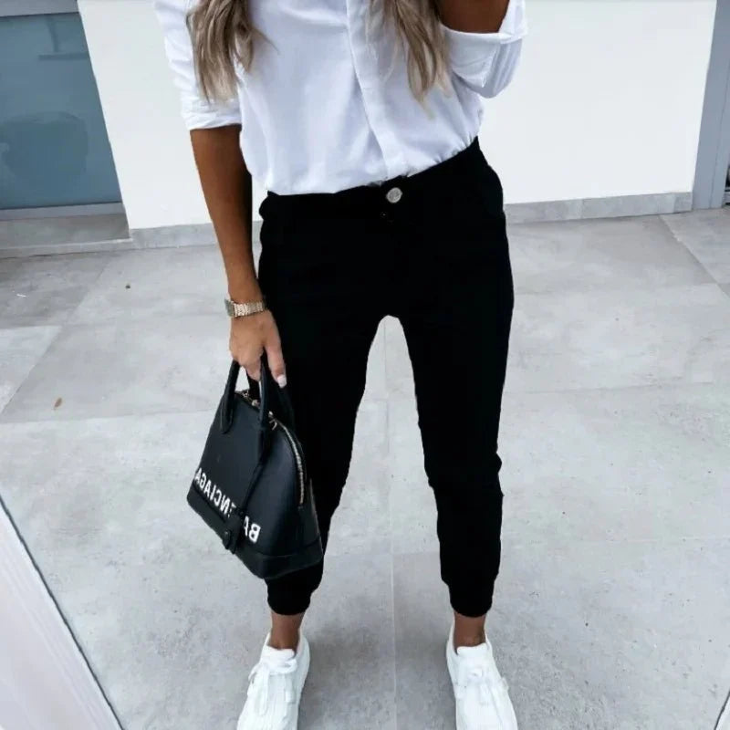 Eloise | Women's High Waist Cargo Pants with Button Front