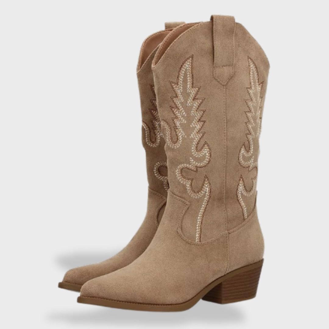 Cleo | Embroidered Suede Cowboy Boots for Women