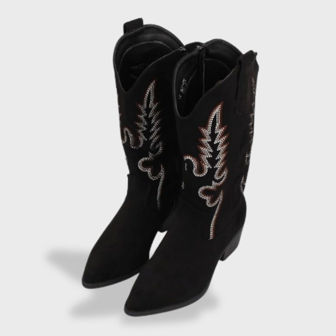 Cleo | Embroidered Suede Cowboy Boots for Women
