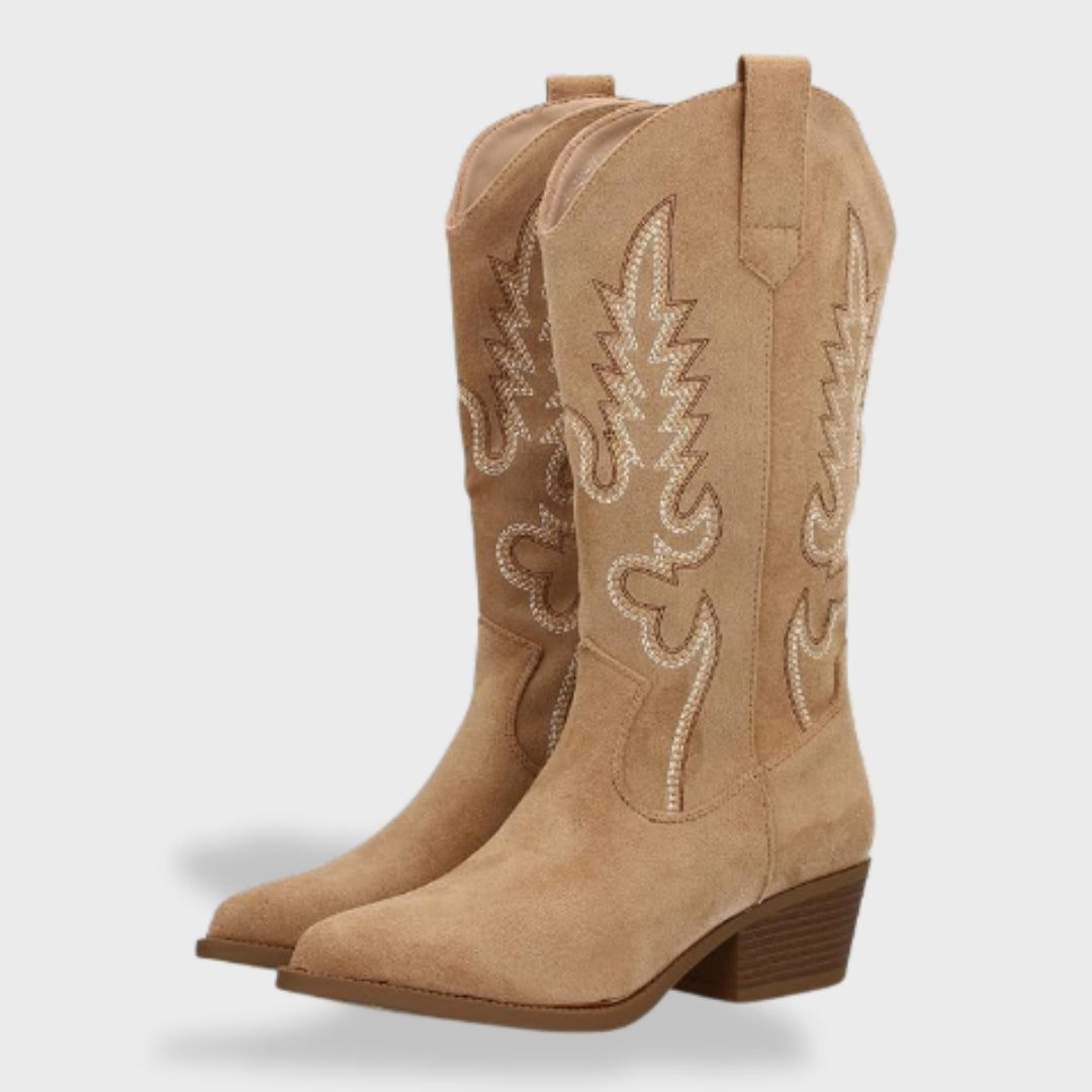 Cleo | Embroidered Suede Cowboy Boots for Women