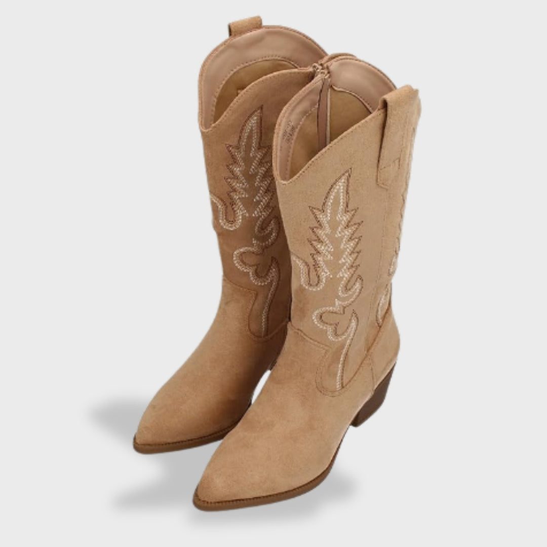 Cleo | Embroidered Suede Cowboy Boots for Women