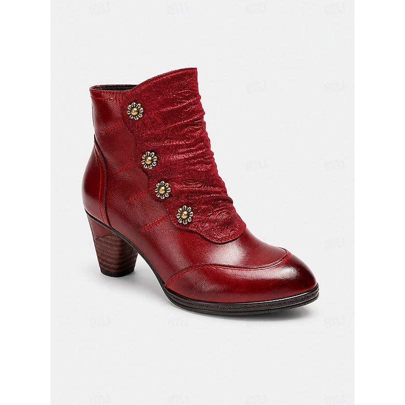 Emerson | Leather Block Heel Ankle Boots for Women