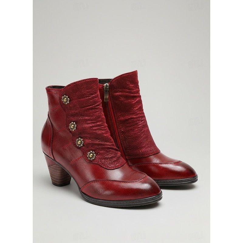 Emerson | Leather Block Heel Ankle Boots for Women