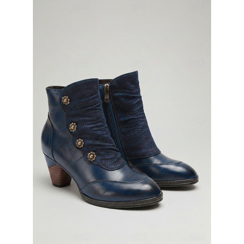 Emerson | Leather Block Heel Ankle Boots for Women