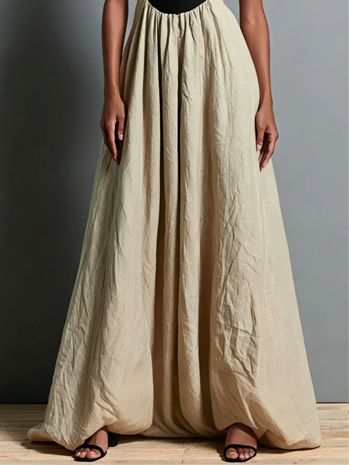 Emma | Square Neck Sleeveless Khaki Sundress