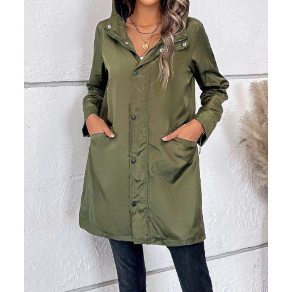 Enid | Longline Rain Jacket with Hood for Women