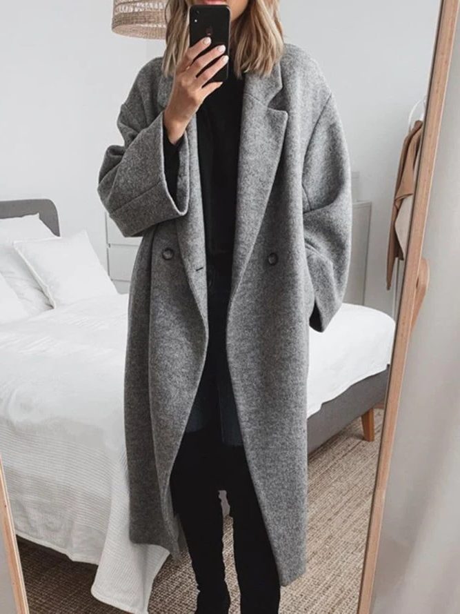 Enola | Wool Blend Longline Overcoat for Women