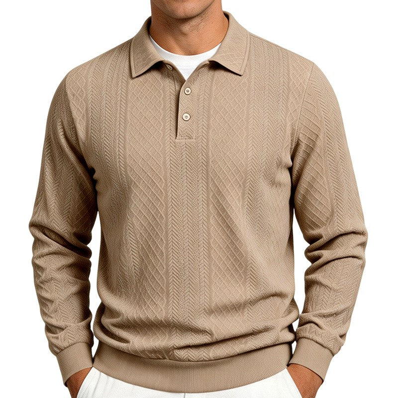 Enzo - Men's Textured Long Sleeve Polo Sweater