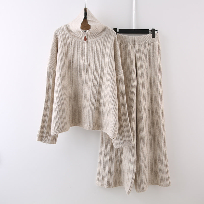 Erica - Women's Knit Sweater & Wide-Leg Pants Matching Set