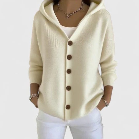 Eshe | Knit Hooded Button-Down Cardigan for Women