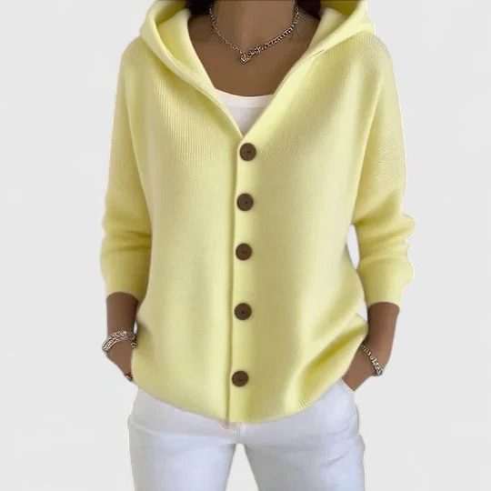 Eshe | Knit Hooded Button-Down Cardigan for Women