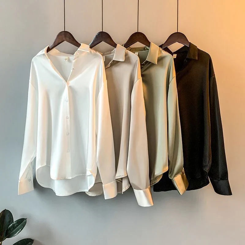 Ethel | Women's Long Sleeve Blouse Shirt with Button Front