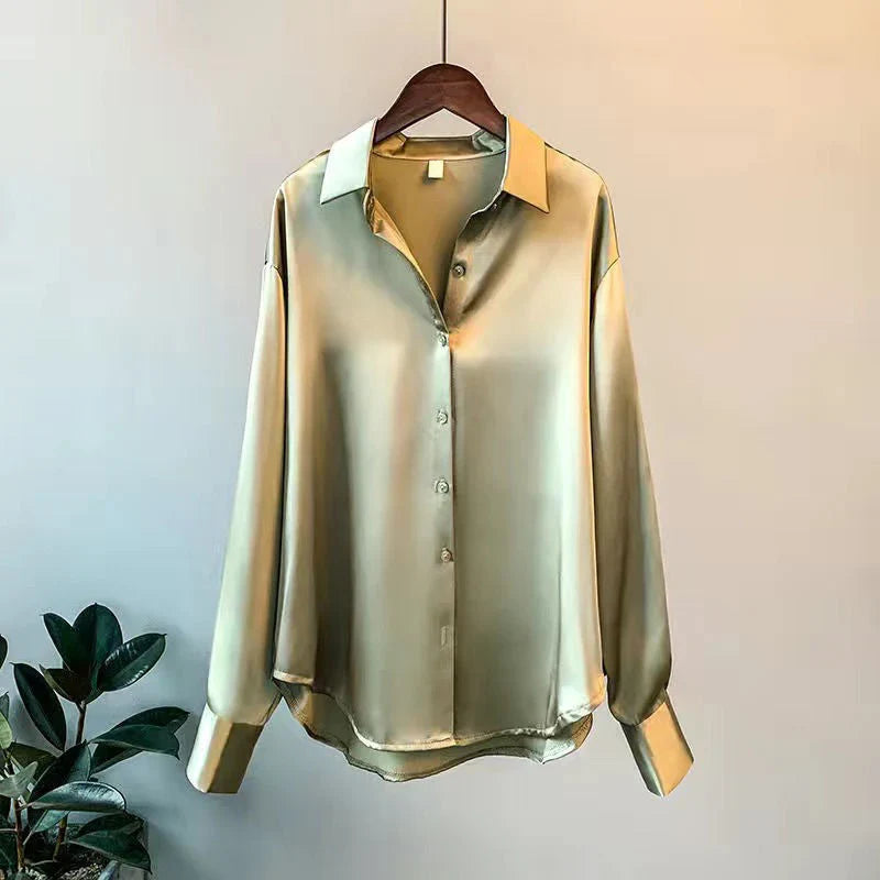 Ethel | Women's Long Sleeve Blouse Shirt with Button Front