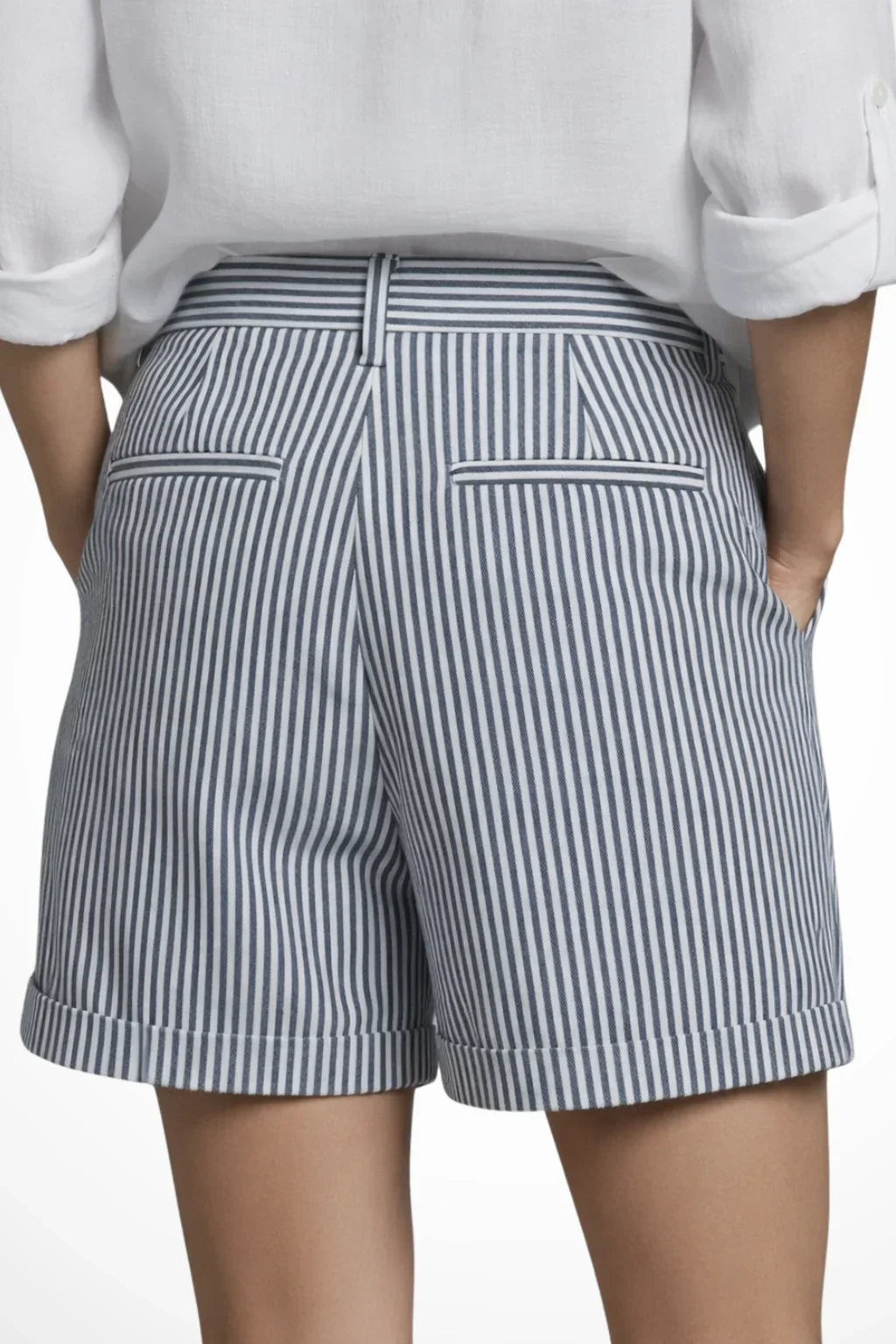Eva | Women's Wide Leg Striped Tailored High Waist Shorts