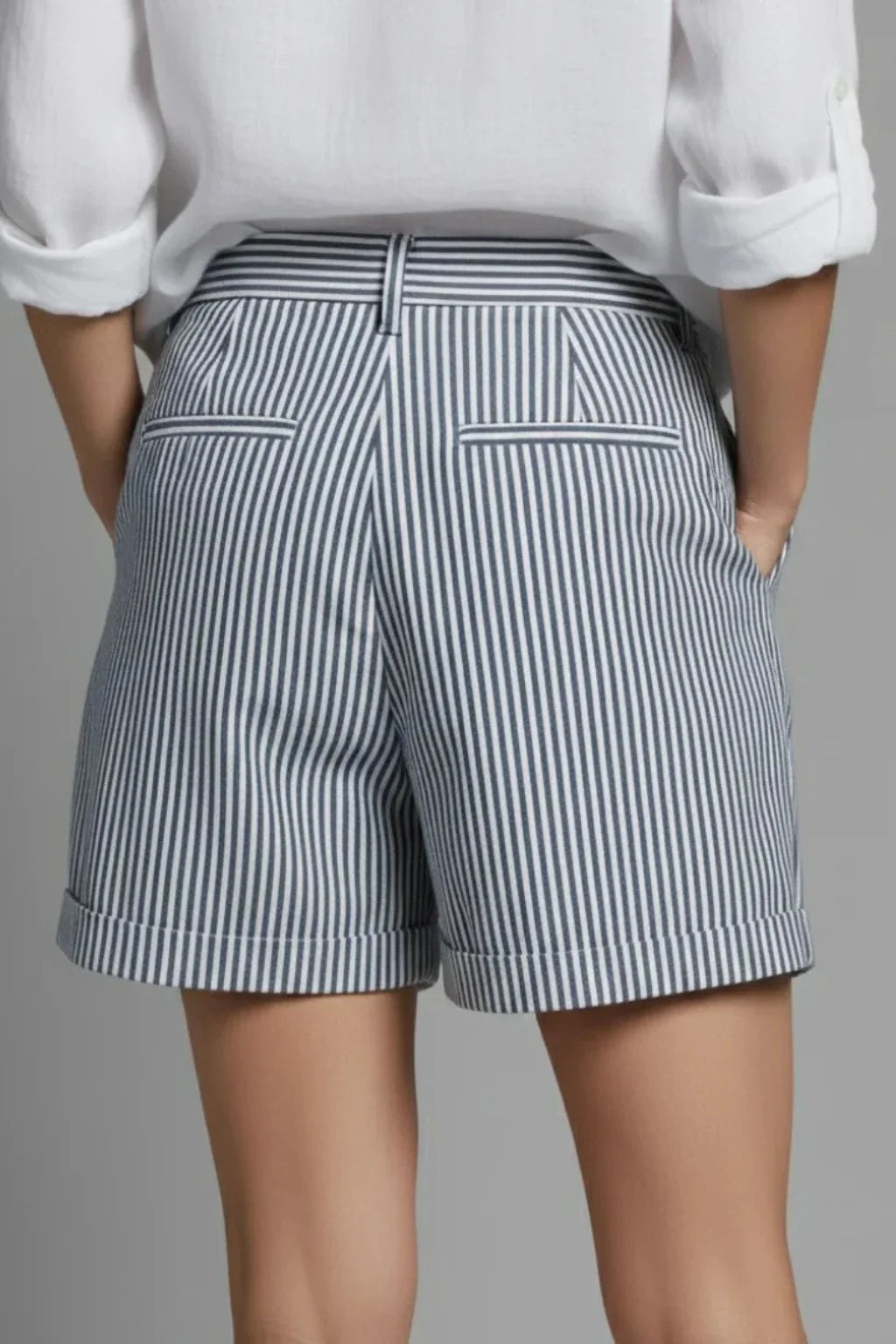 Eva | Women's Wide Leg Striped Tailored High Waist Shorts