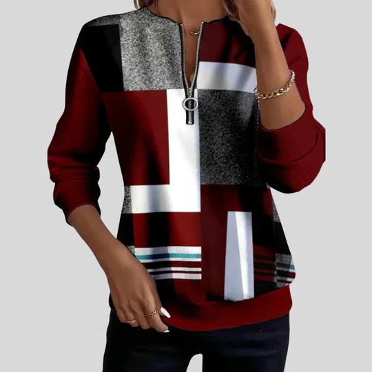 Evelyn | Sweater with Zip Neck and Long Sleeves for Women