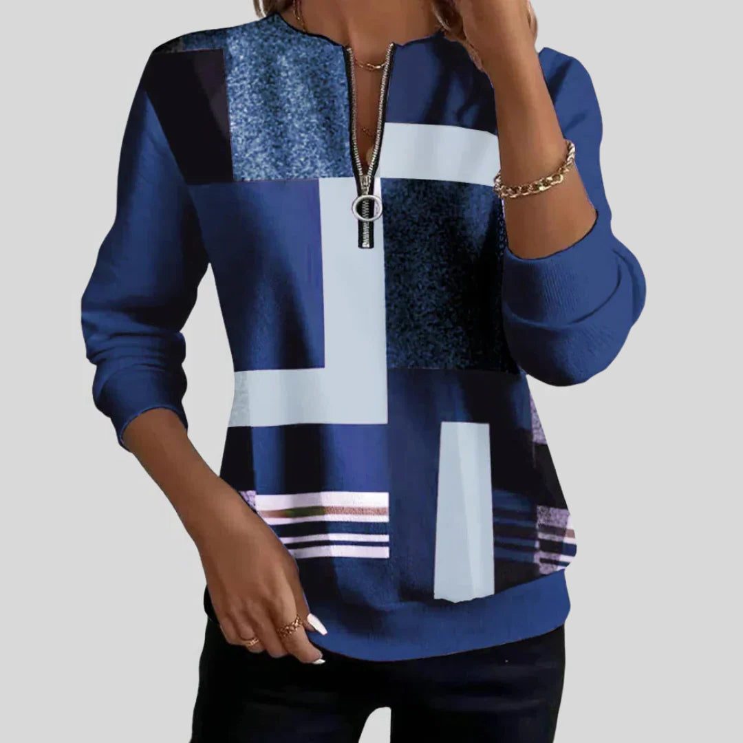 Evelyn | Sweater with Zip Neck and Long Sleeves for Women