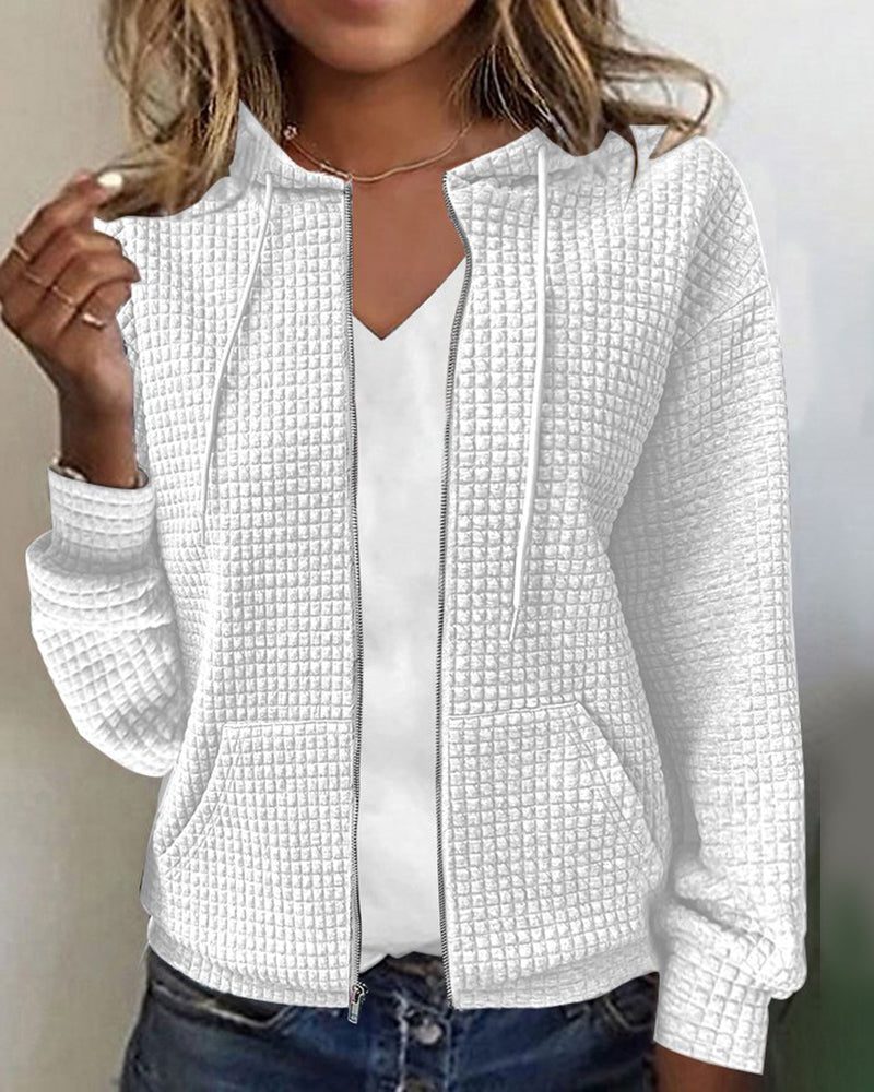 Evelyn | Textured Zip-Up Hoodie with Long Sleeves for Women