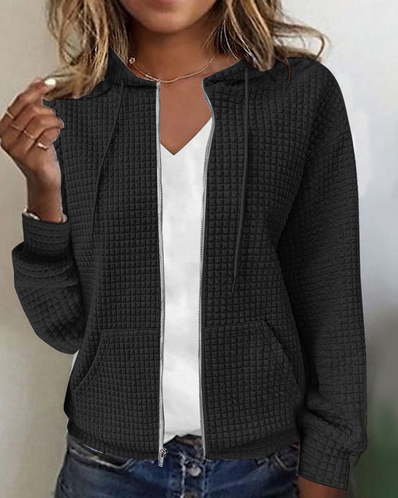 Evelyn | Textured Zip-Up Hoodie with Long Sleeves for Women