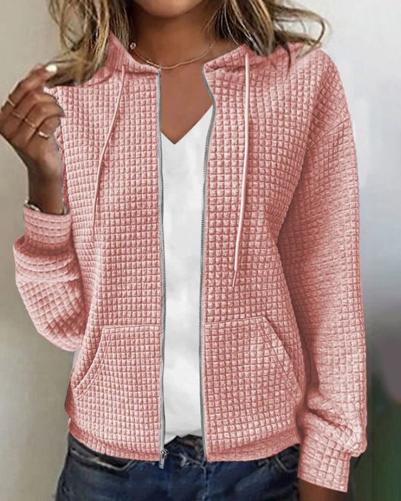 Evelyn | Textured Zip-Up Hoodie with Long Sleeves for Women