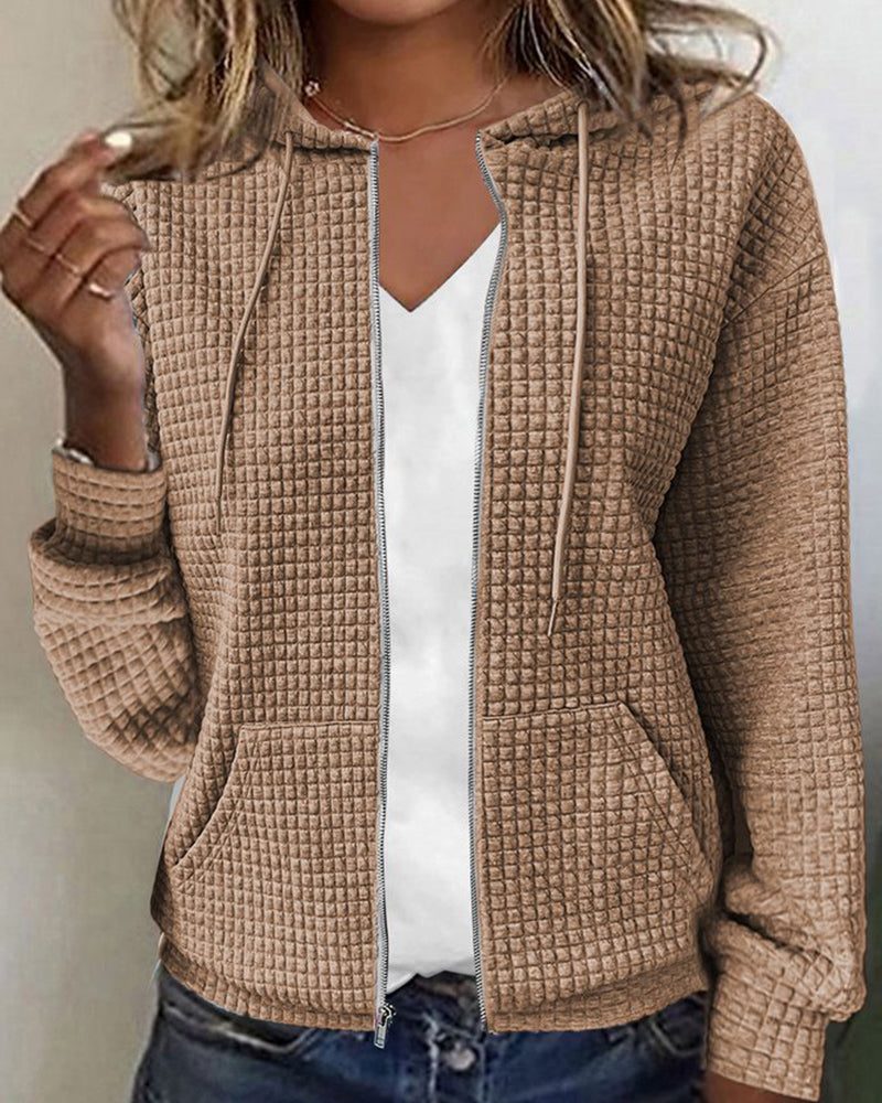 Evelyn | Textured Zip-Up Hoodie with Long Sleeves for Women