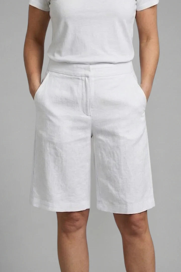Evie | Women's Linen Tailored Mid Length Shorts with Side Pockets