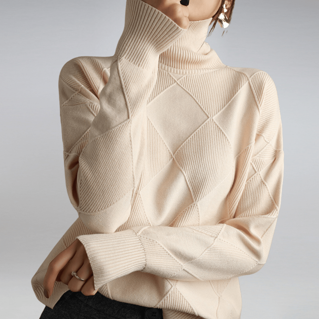 Mafalda Diamond Knit Turtleneck Sweater