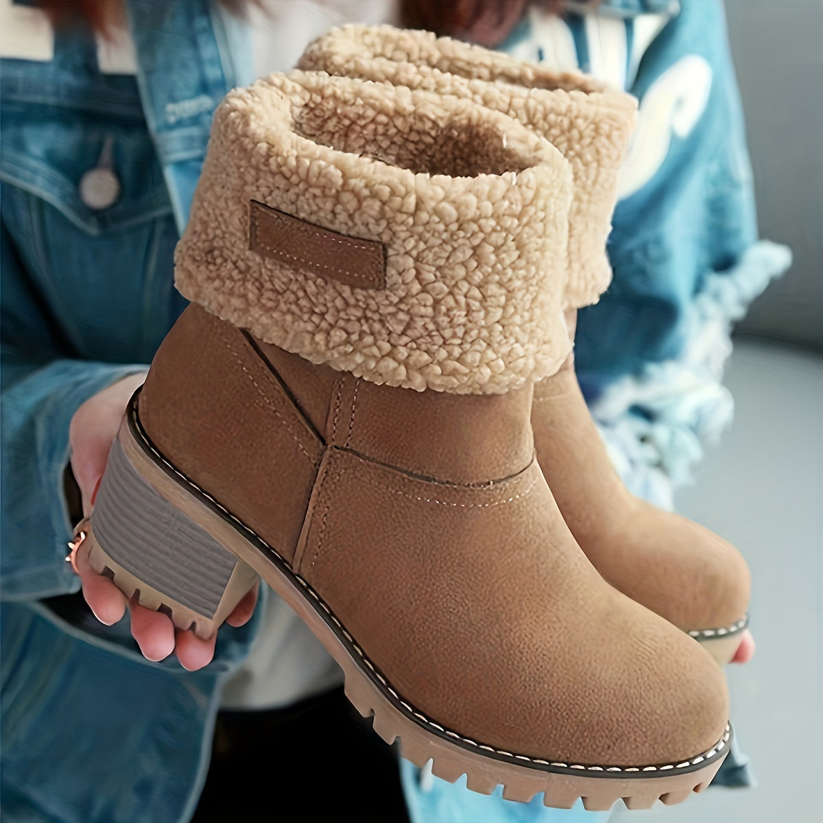 Women's Black Boots with Block Heel and Ankle Height | For Winter | Size 9 | Black