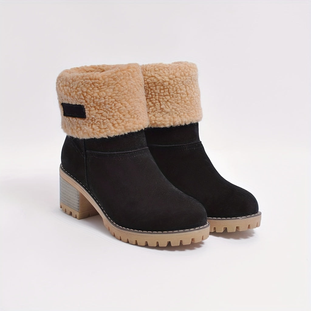 Women's Black Boots with Block Heel and Ankle Height | For Winter | Size 9 | Black