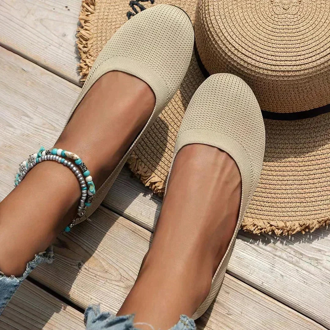 Women's Ribbed Slip-On Flats with Arch Support