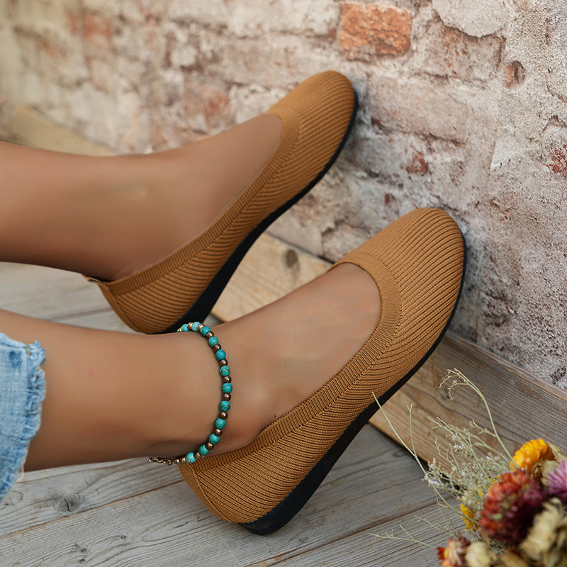 Women's Ribbed Slip-On Flats with Arch Support
