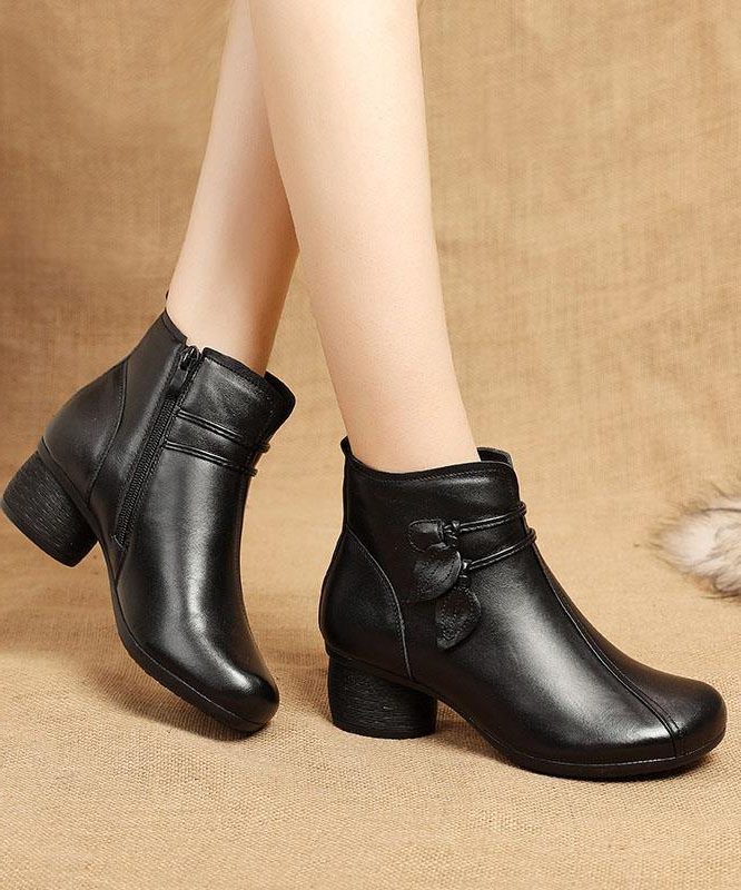 Fabia | Leather Ankle Boots with Chunky Heel for Women