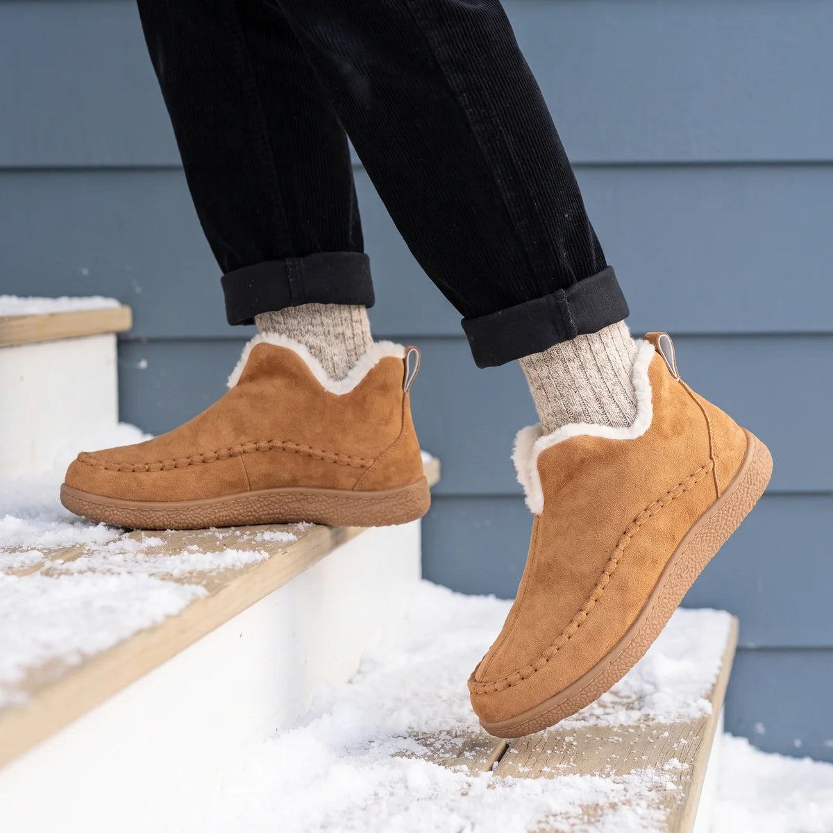Fabiola Suede Faux Fur Lined Slip On Ankle Boots