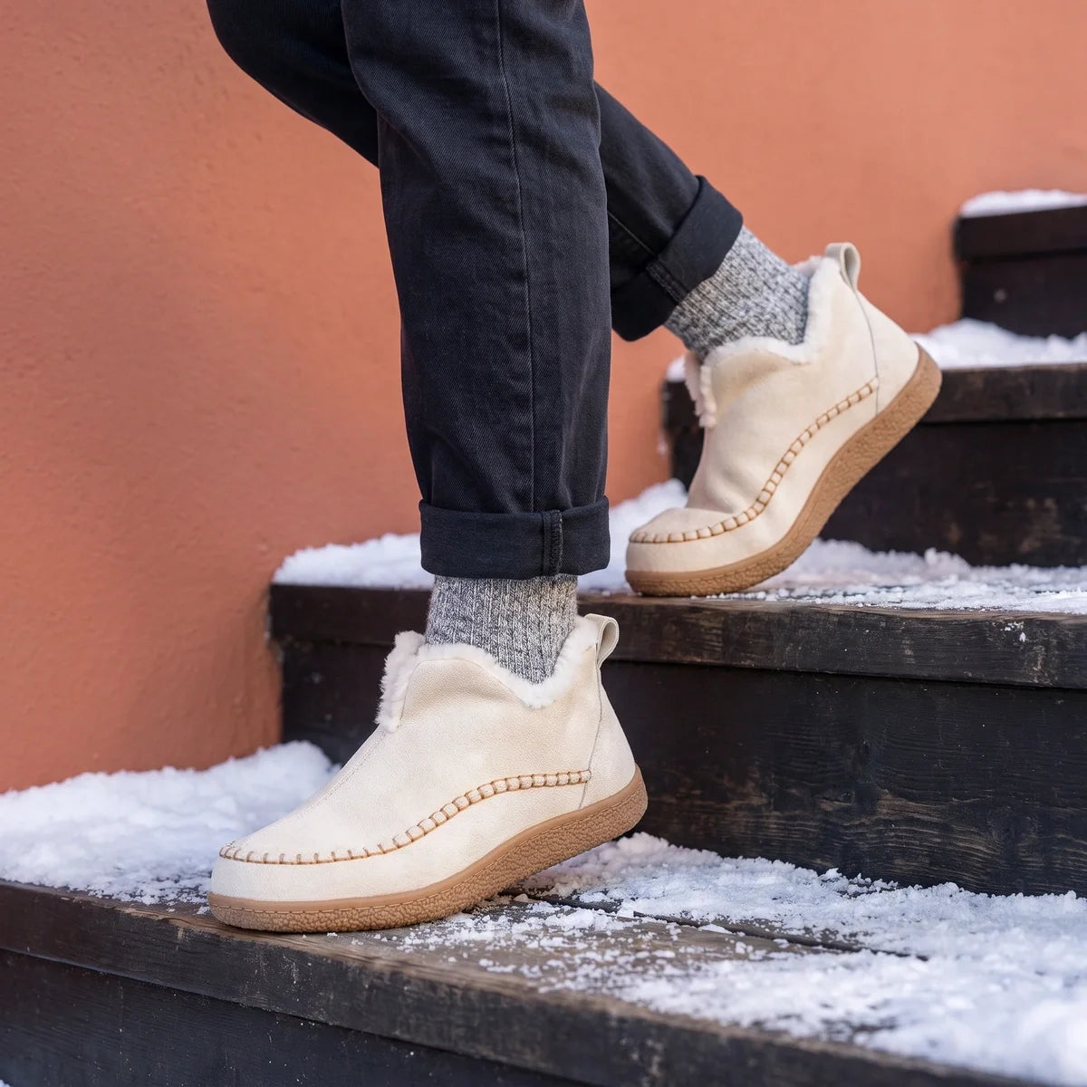 Fabiola Suede Faux Fur Lined Slip On Ankle Boots