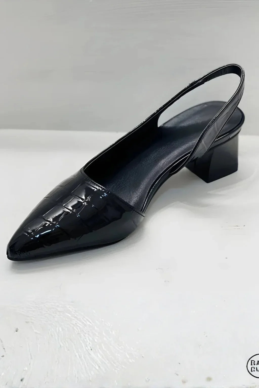 Faith | Women's Pointed Toe Slingback Block Heel Pumps with Ankle Strap