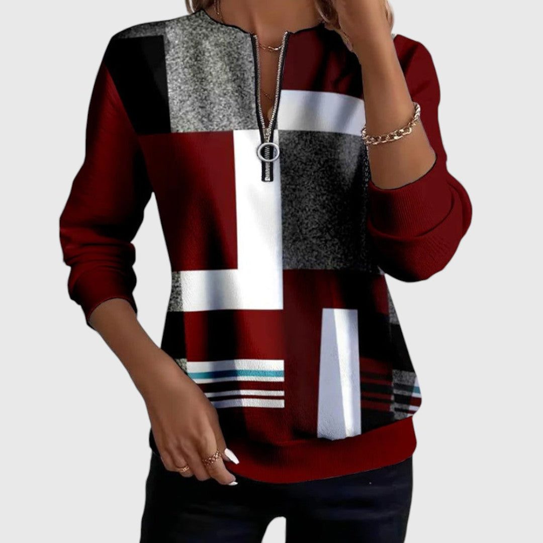 Farah | Color-Block Half-Zip Pullover Sweater for Women