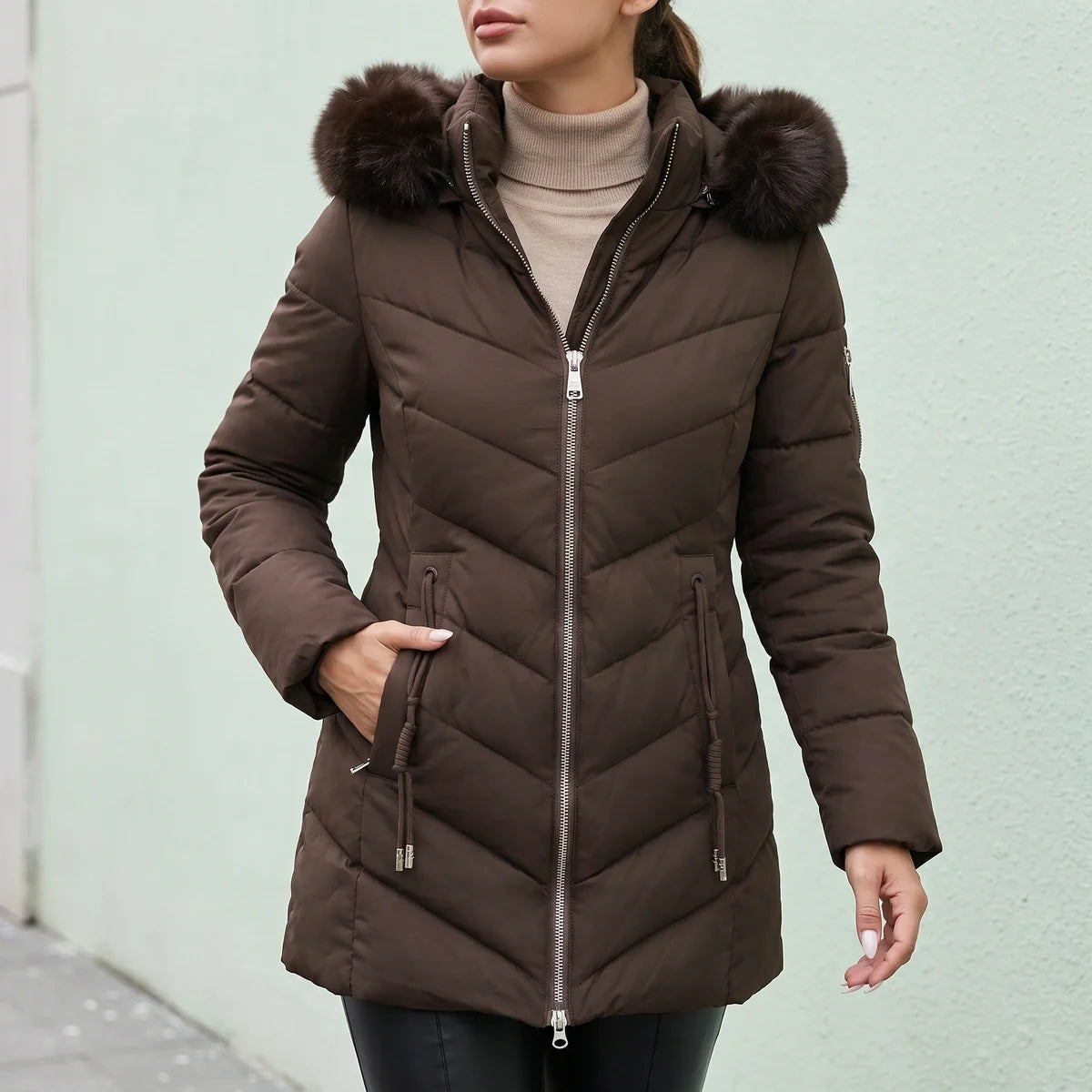 Faustina Faux Fur Hood Quilted Puffer Coat