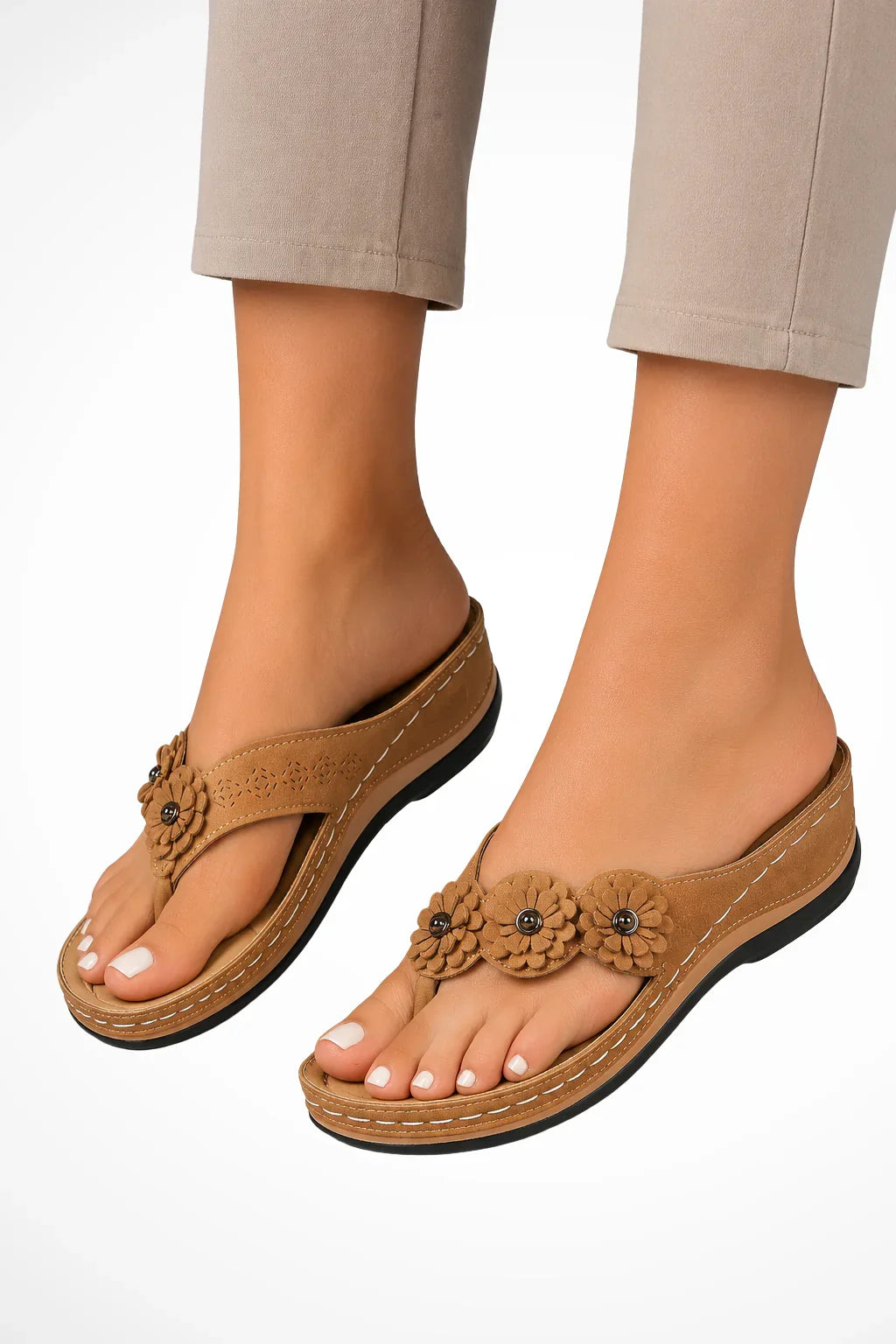 Faye | Women's Wedge Heel Orthopedic Floral Toe Post Sandals
